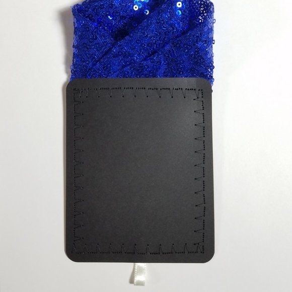 NEW - Men's Royal Blue Sequin Pre-Folded Pocket Square Insert - Point Design - Picture 6 of 6